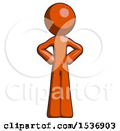 Orange Design Mascot Man Hands On Hips