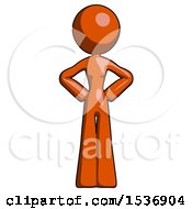 Orange Design Mascot Woman Hands On Hips