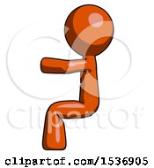 Poster, Art Print Of Orange Design Mascot Man Sitting Or Driving Position