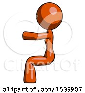 Orange Design Mascot Woman In Sitting Or Driving Position