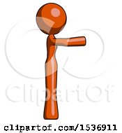 Poster, Art Print Of Orange Design Mascot Woman Pointing Right