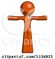 Poster, Art Print Of Orange Design Mascot Man T-Pose Arms Up Standing