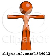 Poster, Art Print Of Orange Design Mascot Woman T-Pose Arms Up Standing