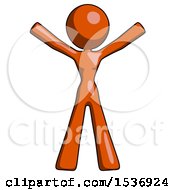 Poster, Art Print Of Orange Design Mascot Woman Surprise Pose Arms And Legs Out