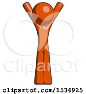 Orange Design Mascot Man Hands Up