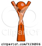 Poster, Art Print Of Orange Design Mascot Woman Hands Up