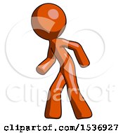 Orange Design Mascot Man Suspense Action Pose Facing Left