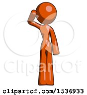Orange Design Mascot Woman Soldier Salute Pose