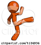 Poster, Art Print Of Orange Design Mascot Man Kick Pose