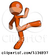 Orange Design Mascot Woman Kick Pose