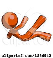 Orange Design Mascot Woman Falling Backwards
