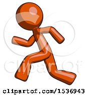 Poster, Art Print Of Orange Design Mascot Man Running Fast Left