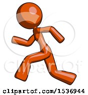 Poster, Art Print Of Orange Design Mascot Woman Running Fast Left