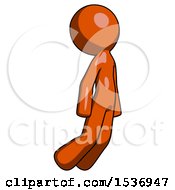 Orange Design Mascot Man Floating Through Air Right