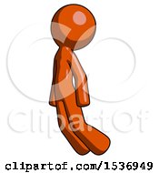 Orange Design Mascot Man Floating Through Air Left
