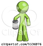Poster, Art Print Of Green Design Mascot Man Begger Holding Can Begging Or Asking For Charity