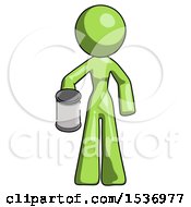 Poster, Art Print Of Green Design Mascot Woman Begger Holding Can Begging Or Asking For Charity