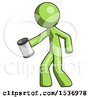 Poster, Art Print Of Green Design Mascot Man Begger Holding Can Begging Or Asking For Charity Facing Left