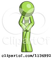 Poster, Art Print Of Green Design Mascot Female Bending Over Sick Or In Pain