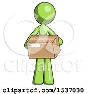 Poster, Art Print Of Green Design Mascot Woman Holding Box Sent Or Arriving In Mail