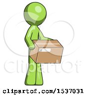 Poster, Art Print Of Green Design Mascot Man Holding Package To Send Or Recieve In Mail