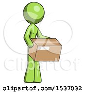 Poster, Art Print Of Green Design Mascot Woman Holding Package To Send Or Recieve In Mail
