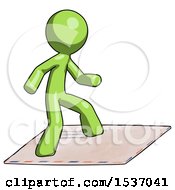 Poster, Art Print Of Green Design Mascot Man On Postage Envelope Surfing
