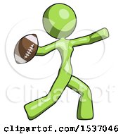 Poster, Art Print Of Green Design Mascot Woman Throwing Football