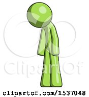 Green Design Mascot Man Depressed With Head Down Turned Left