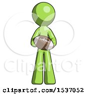 Poster, Art Print Of Green Design Mascot Man Giving Football To You