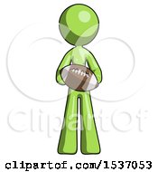 Poster, Art Print Of Green Design Mascot Woman Giving Football To You