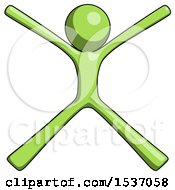 Green Design Mascot Man With Arms And Legs Stretched Out