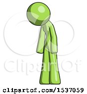 Poster, Art Print Of Green Design Mascot Woman Depressed With Head Down Turned Left