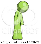 Poster, Art Print Of Green Design Mascot Man Depressed With Head Down Turned Right