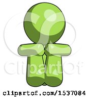 Poster, Art Print Of Green Design Mascot Man Sitting With Head Down Facing Forward