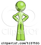 Poster, Art Print Of Green Design Mascot Woman Hands On Hips