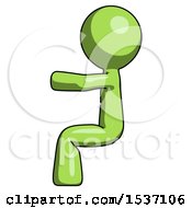 Poster, Art Print Of Green Design Mascot Man Sitting Or Driving Position