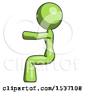 Green Design Mascot Woman In Sitting Or Driving Position