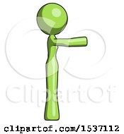 Poster, Art Print Of Green Design Mascot Woman Pointing Right