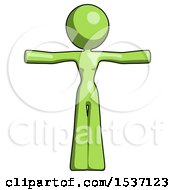 Poster, Art Print Of Green Design Mascot Woman T-Pose Arms Up Standing