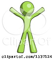 Poster, Art Print Of Green Design Mascot Man Surprise Pose Arms And Legs Out
