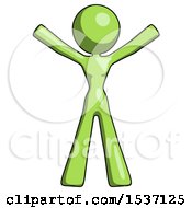 Poster, Art Print Of Green Design Mascot Woman Surprise Pose Arms And Legs Out