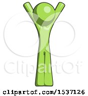 Green Design Mascot Man Hands Up