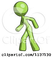 Poster, Art Print Of Green Design Mascot Woman Suspenseaction Pose Facing Left