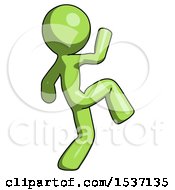 Green Design Mascot Man Kick Pose Start
