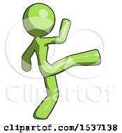 Poster, Art Print Of Green Design Mascot Woman Kick Pose