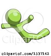 Poster, Art Print Of Green Design Mascot Man Skydiving Or Falling To Death
