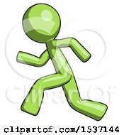 Poster, Art Print Of Green Design Mascot Man Running Fast Left