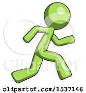 Poster, Art Print Of Green Design Mascot Man Running Fast Right