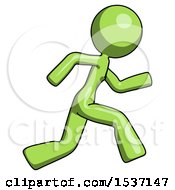 Poster, Art Print Of Green Design Mascot Woman Running Fast Right